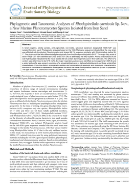 Phylogenetic and Taxonomic Analyses of Rhodopirellula Caenicola Sp