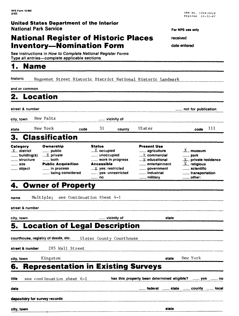 National Register of Historic Places Inventory Nomination Form 1