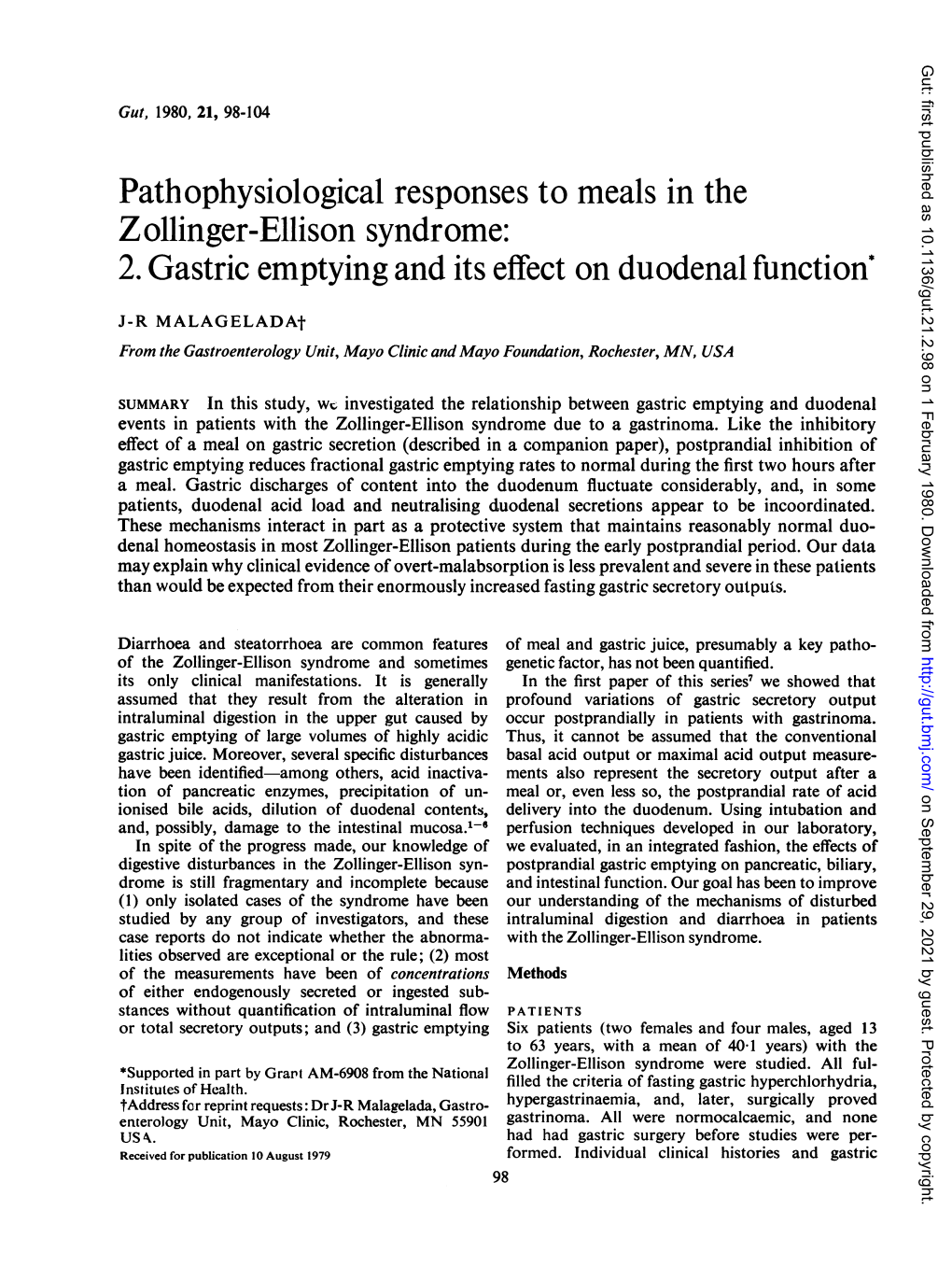 Pathophysiological Responses to Meals in the Zollinger-Ellison Syndrome: 2