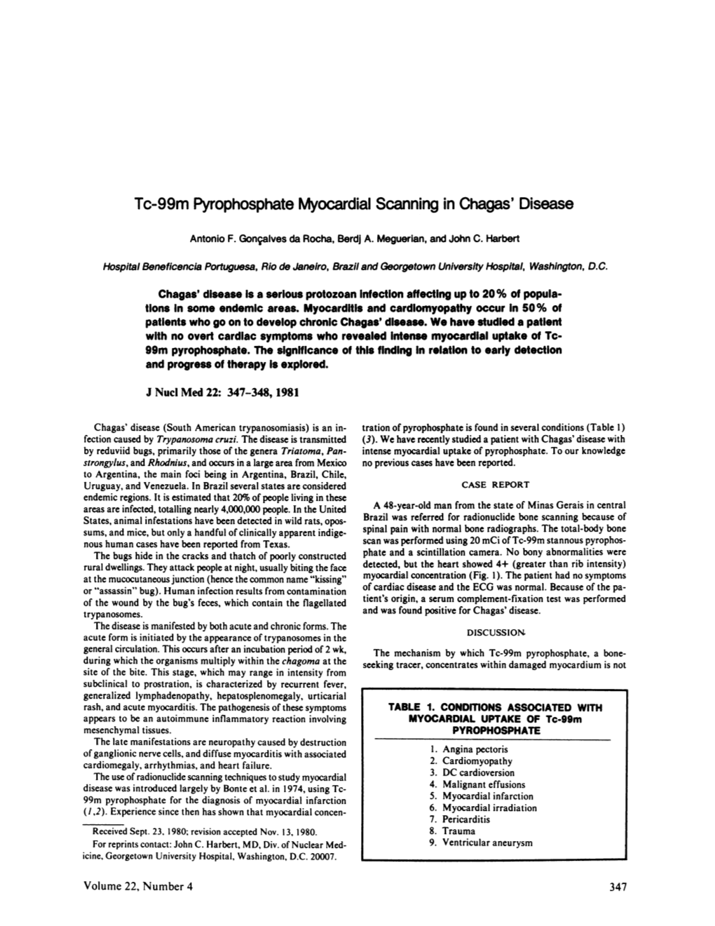 Tc-99M Pyrophosphatemyocardialscanningin Chagas'disease