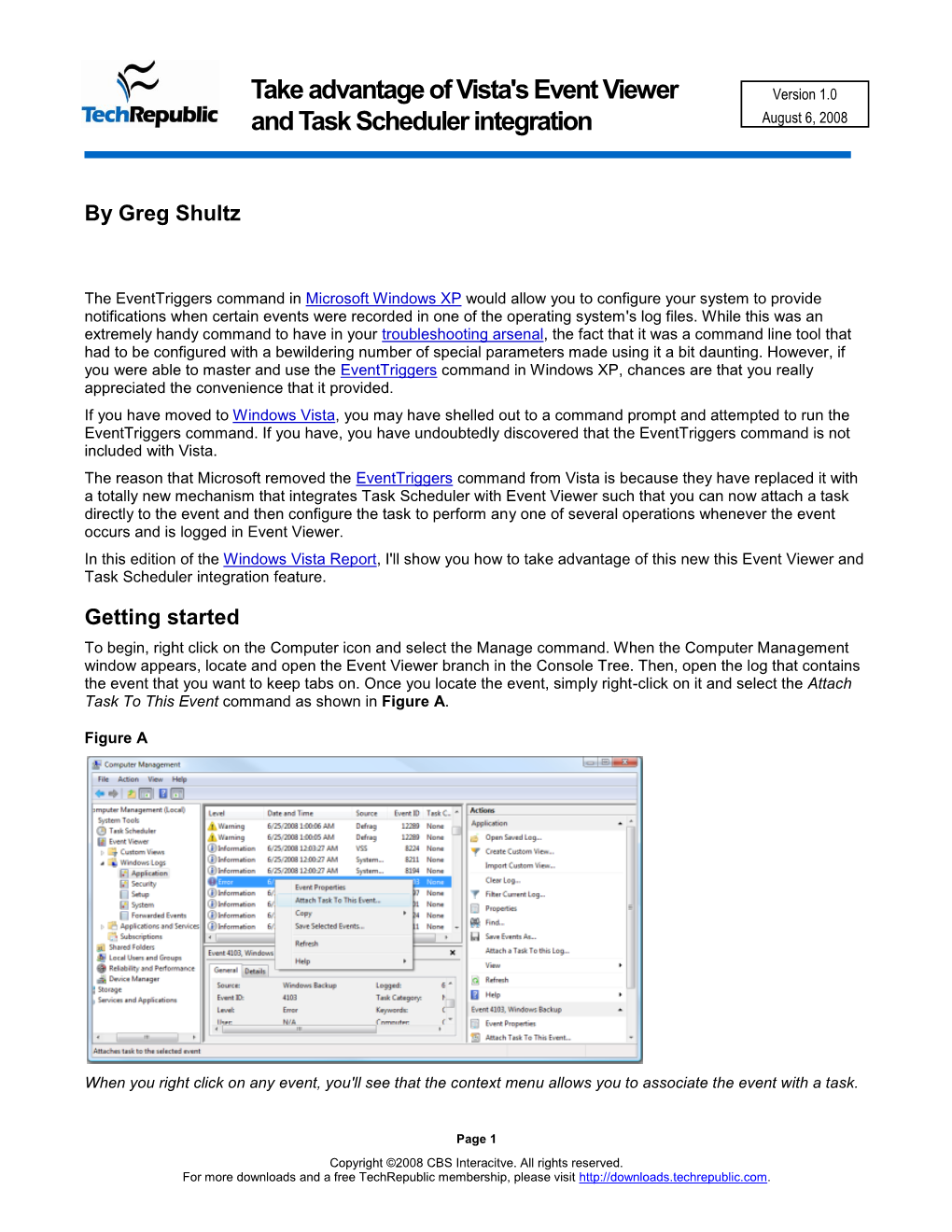 Take Advantage of Vista's Event Viewer and Task Scheduler Integration