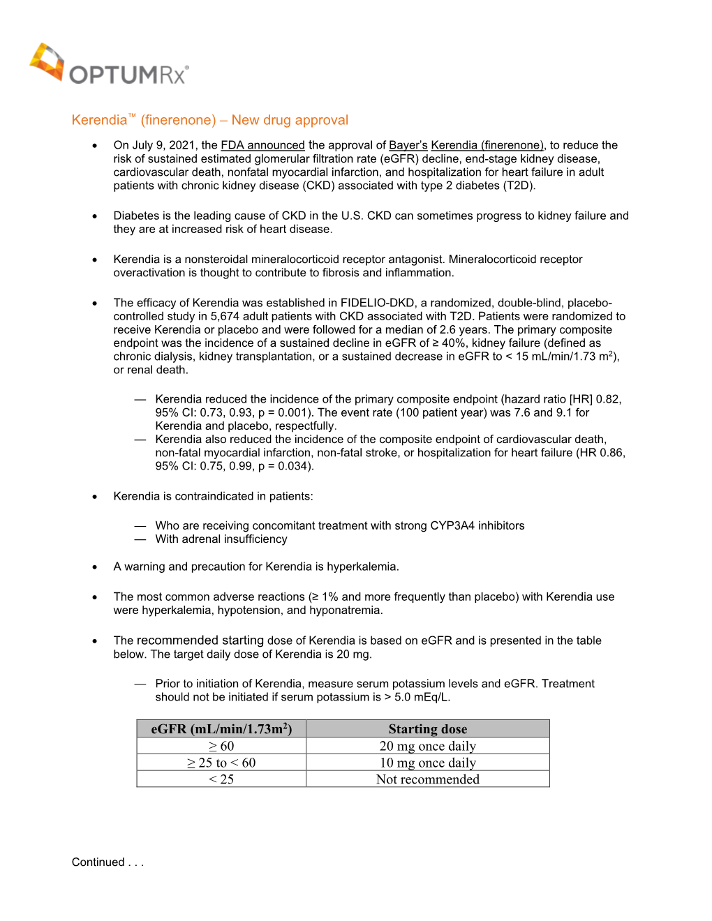 Kerendia™ (Finerenone) – New Drug Approval Egfr