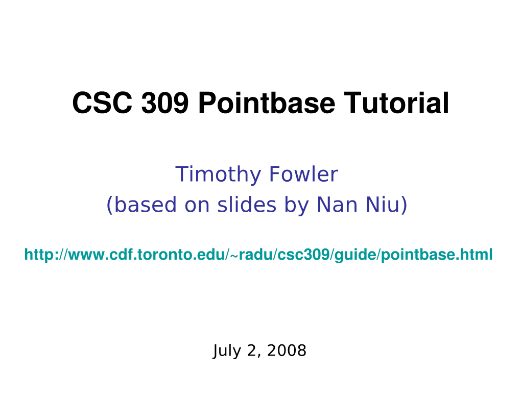 CSC309 Pointbase Tutorial