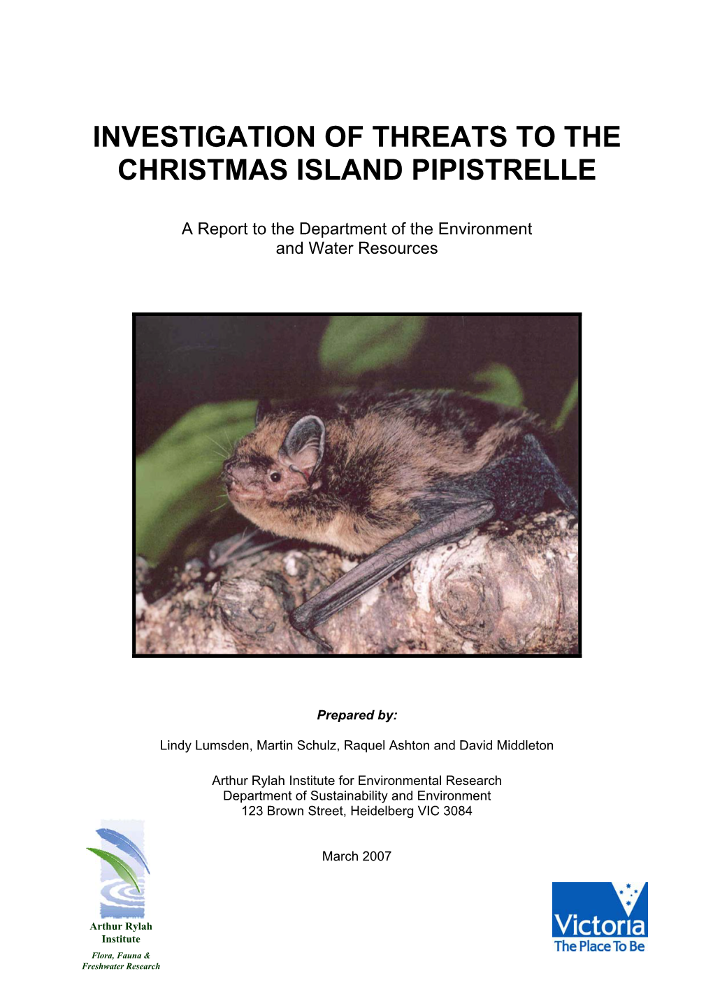 Investigation of Threats to the Christmas Island Pipistrelle