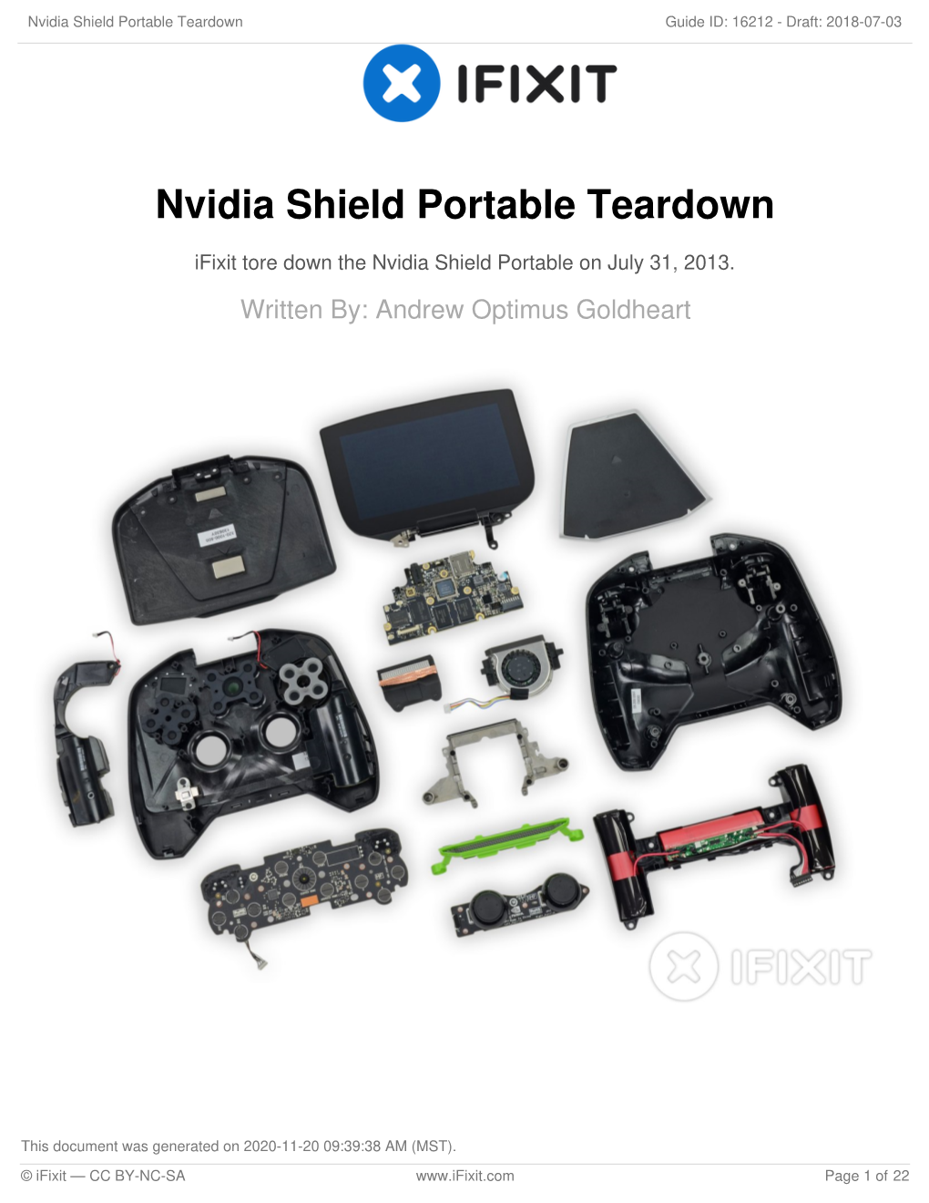 Nvidia Shield Portable Teardown Guide ID: 16212 - Draft: 2018-07-03
