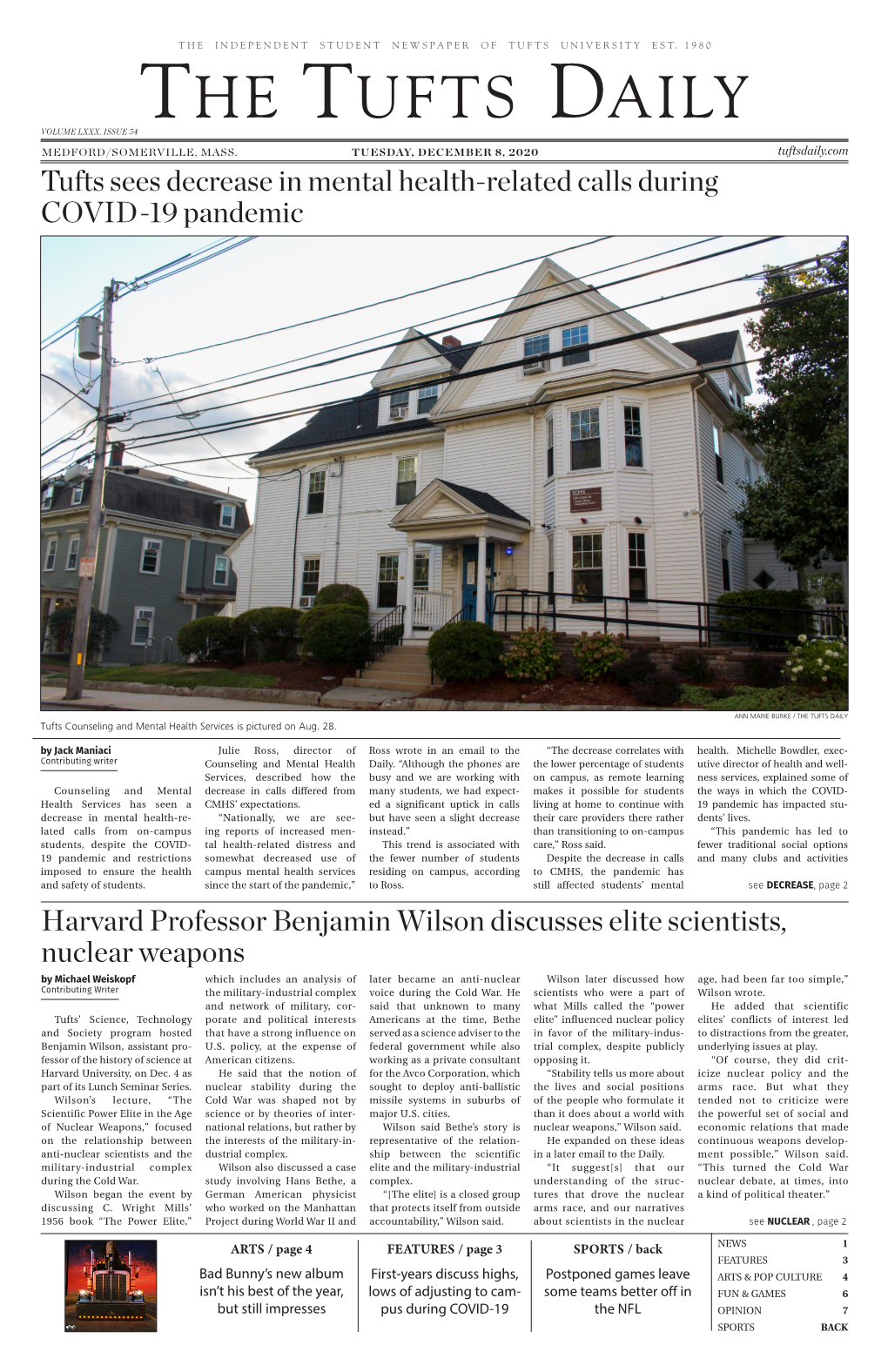 The Tufts Daily Volume Lxxx, Issue 54