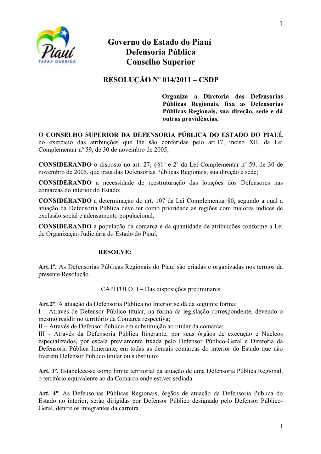 Governo Do Estado Do Piauí Defensoria Pública Conselho Superior