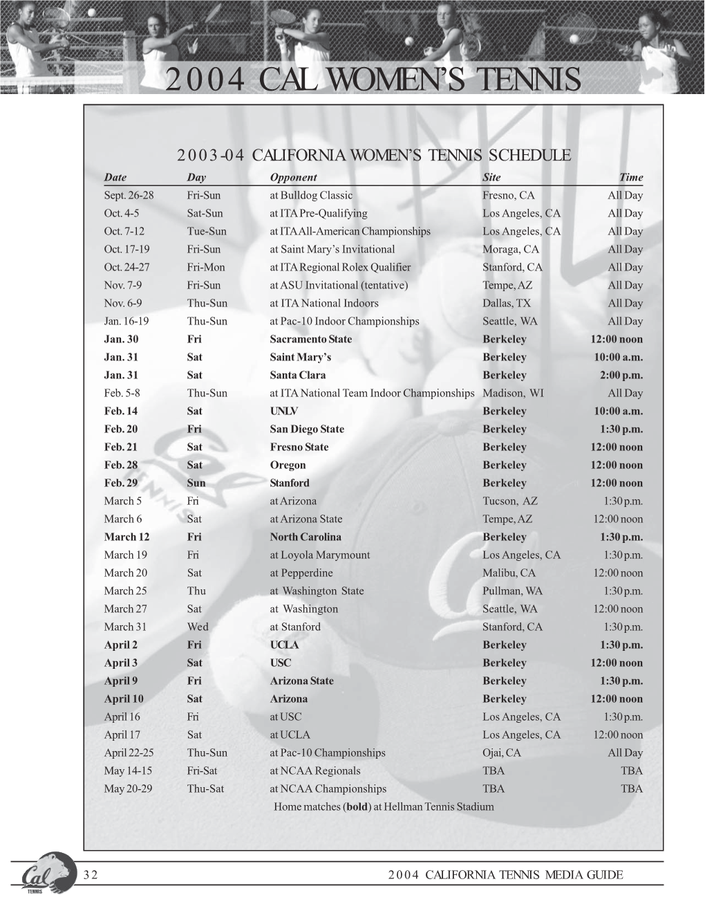 2004 Cal Women's Tennis