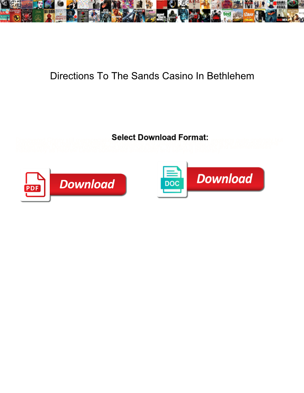 Directions to the Sands Casino in Bethlehem