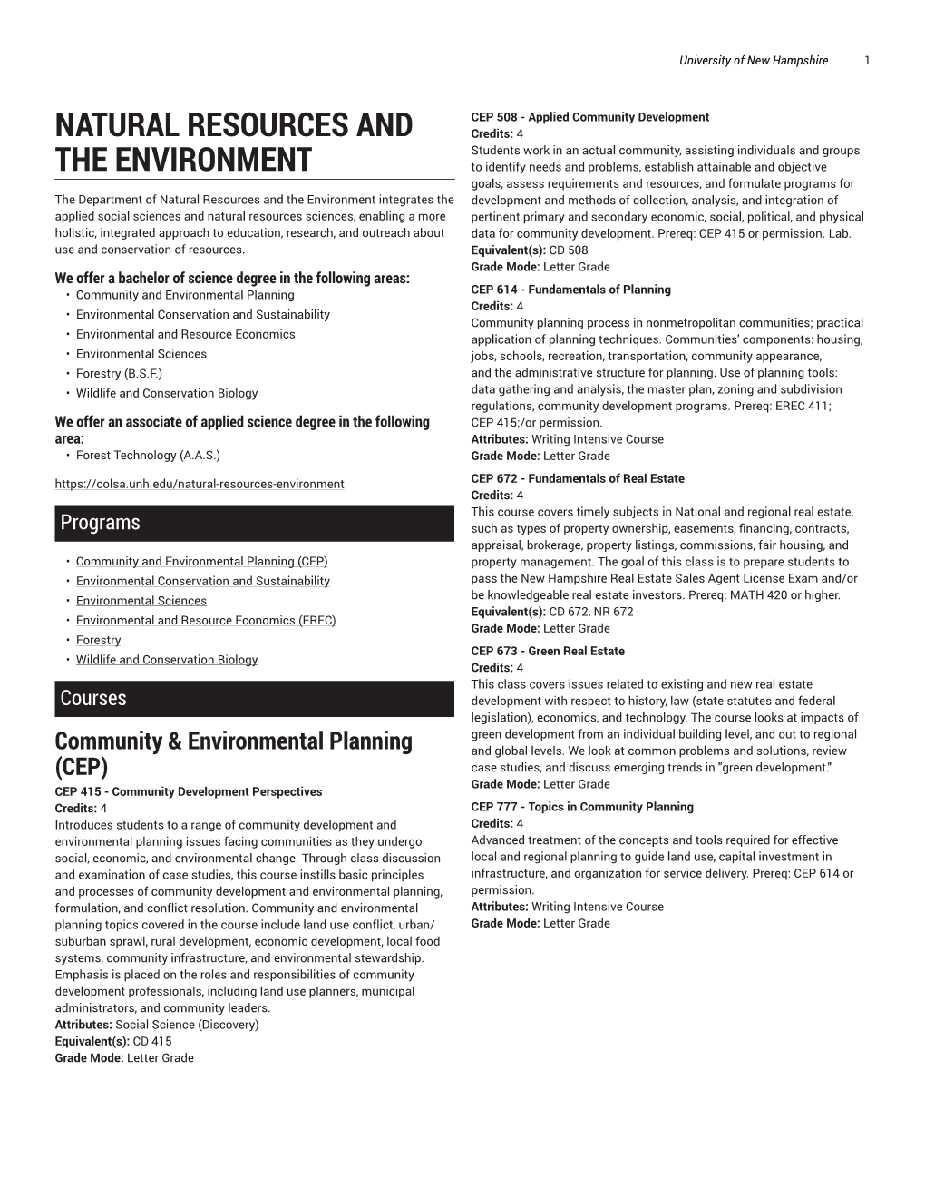 Natural Resources and the Environment