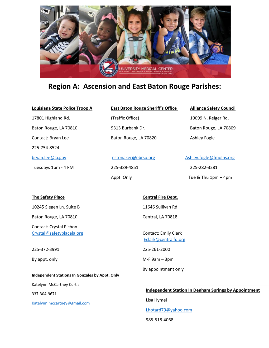 Ascension and East Baton Rouge Parishes