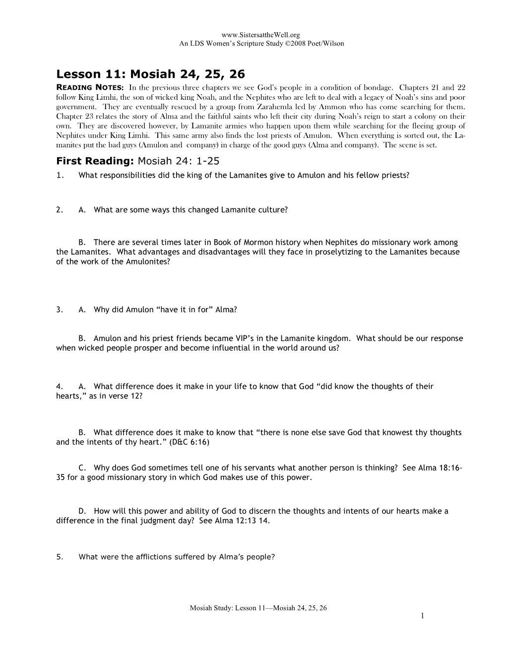 Lesson 11: Mosiah 24, 25, 26