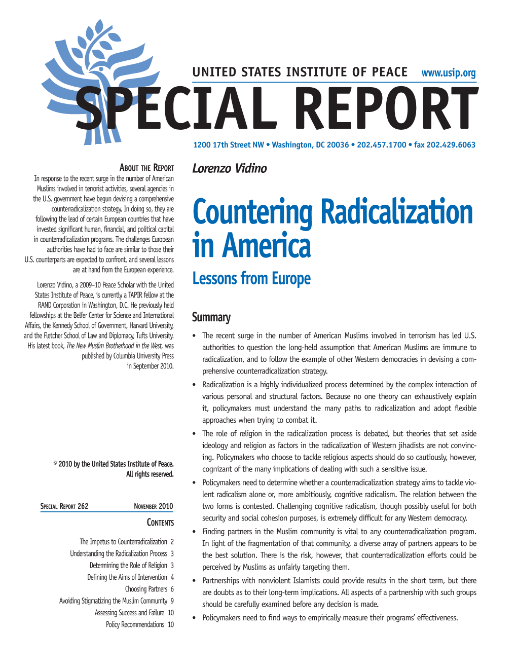 Countering Radicalization in America