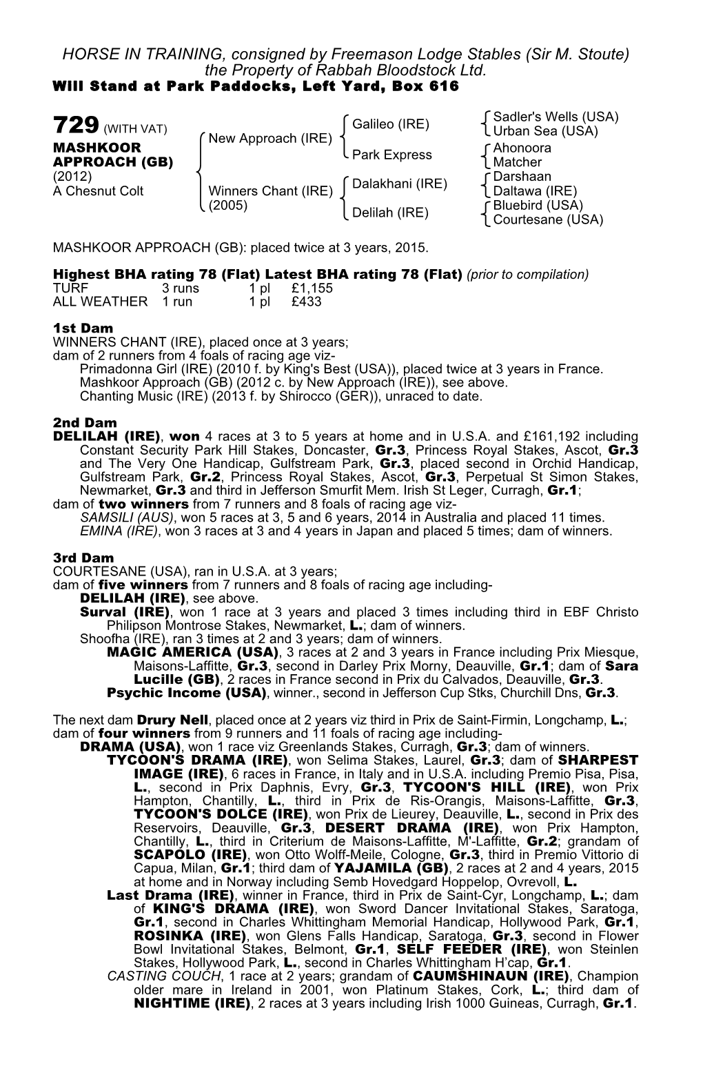 HORSE in TRAINING, Consigned by Freemason Lodge Stables (Sir M