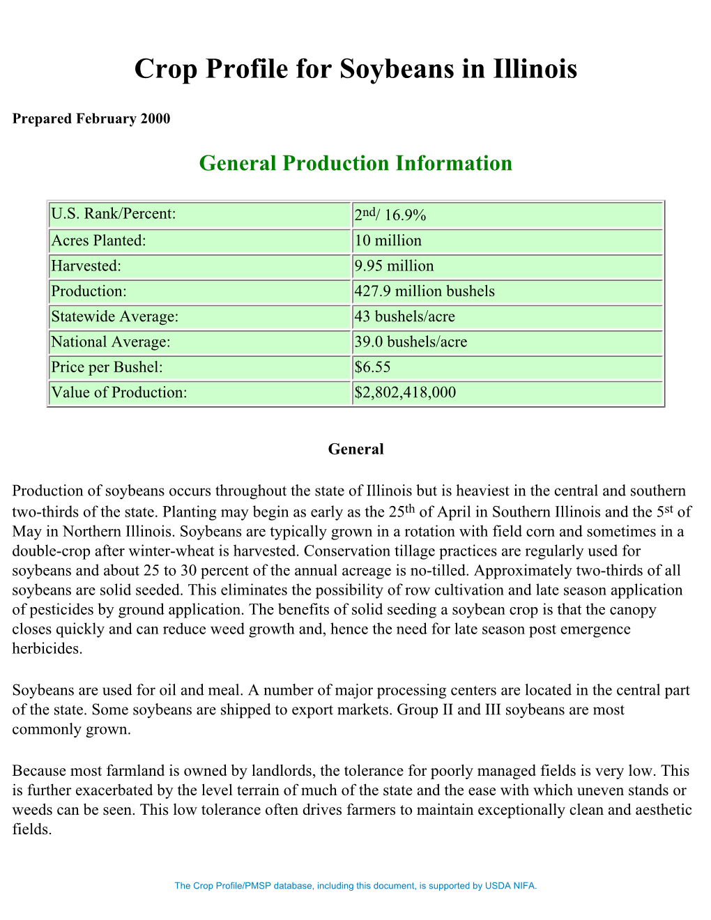 Crop Profile for Soybeans in Illinois