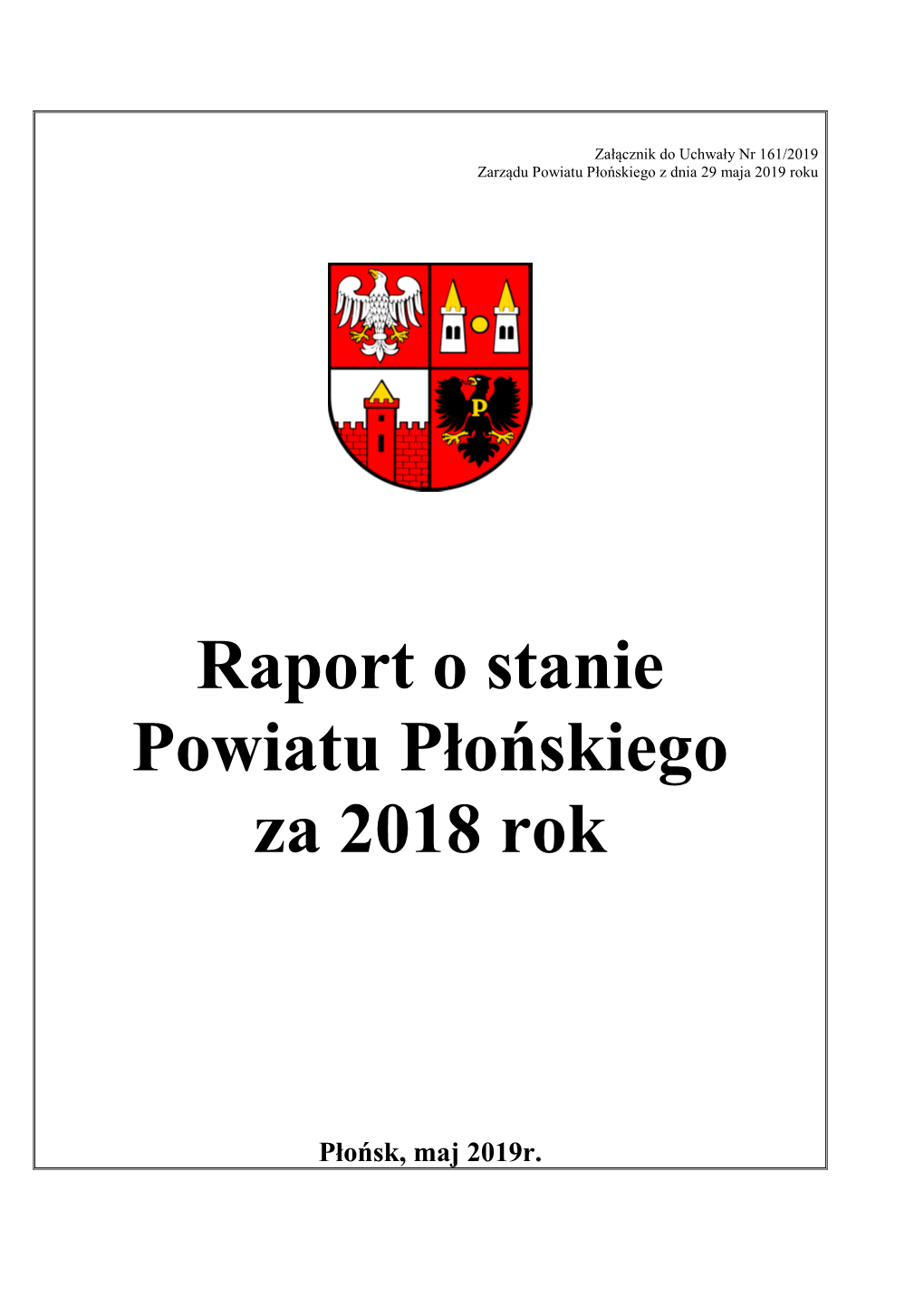 Raport O Stanie Powiatu Płońskiego Za 2018 Rok