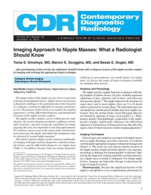 Imaging Approach to Nipple Masses: What a Radiologist Should Know Toma S