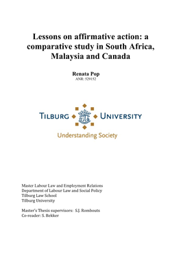 Lessons on Affirmative Action: a Comparative Study in South Africa, Malaysia and Canada