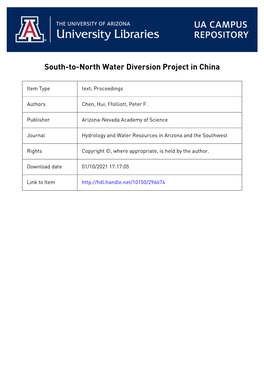Total Water to Be Transferred in the Project Is Northern China Will Only