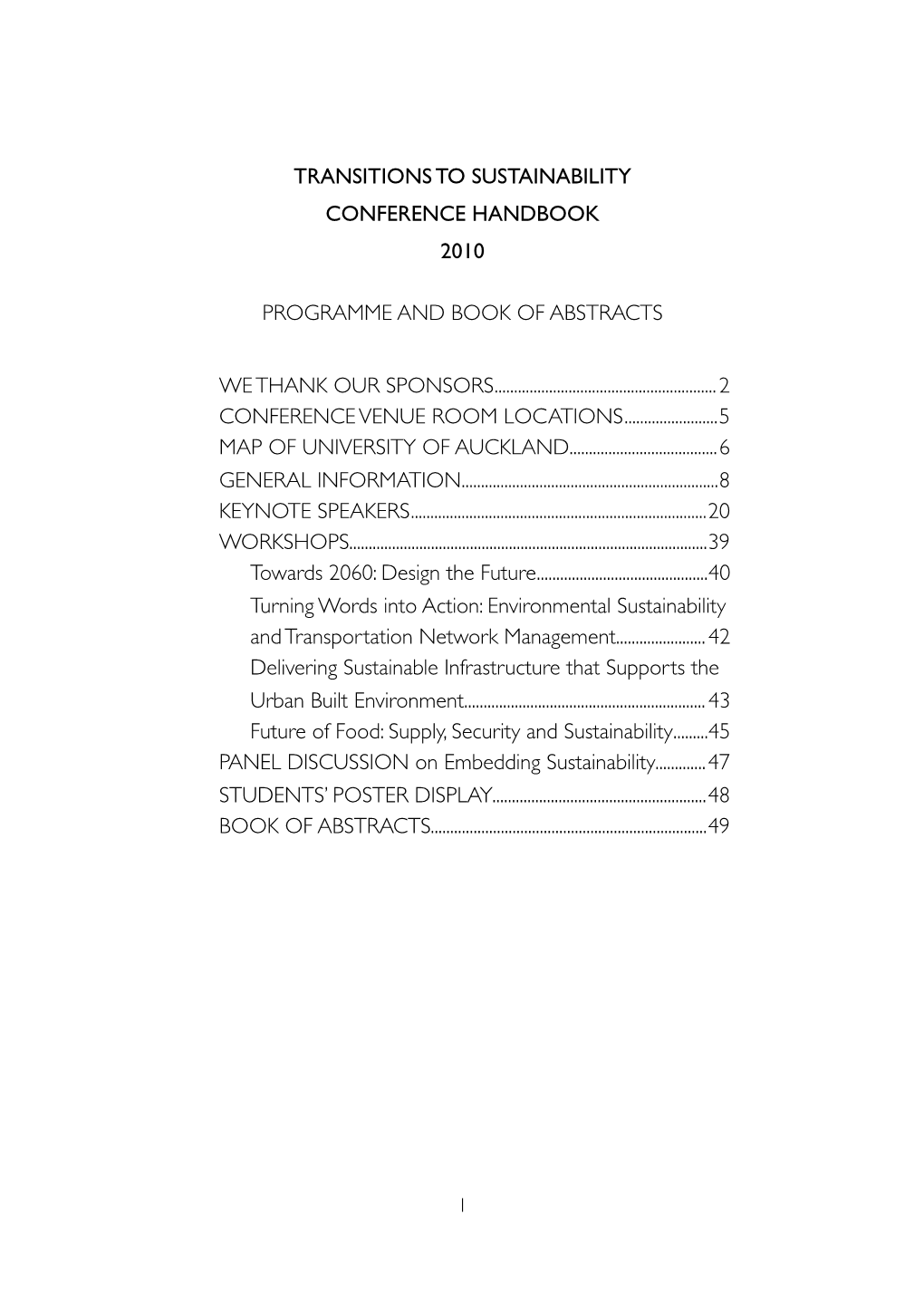 Transitions to Sustainability Conference Handbook 2010