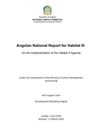 Angolan National Report for Habitat III