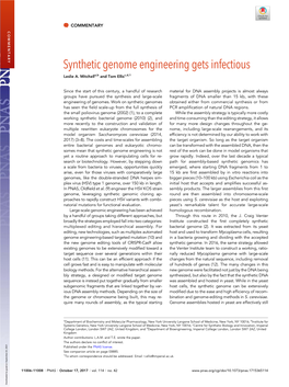 Synthetic Genome Engineering Gets Infectious Leslie A
