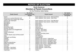 NOTICE of ELECTION North Kesteven Election of Parish