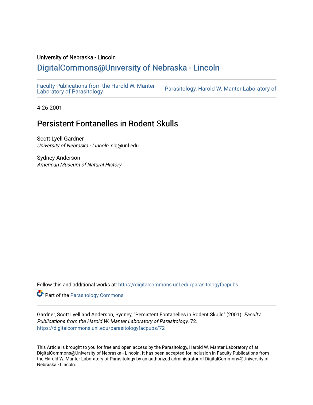 Persistent Fontanelles in Rodent Skulls