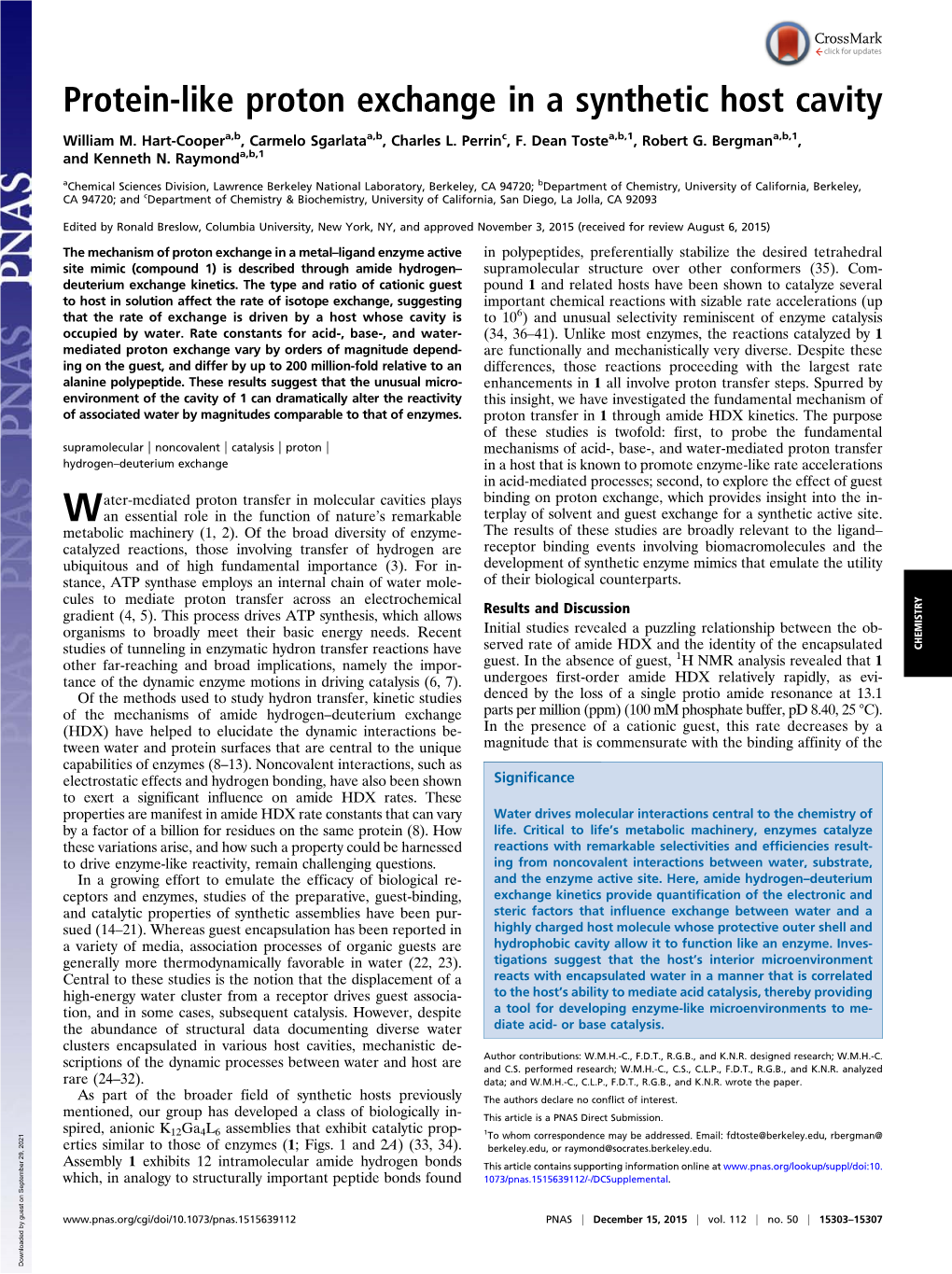 Protein-Like Proton Exchange in a Synthetic Host Cavity