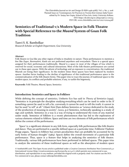 Semiotics of Traditional V/S Modern Space in Folk Theatre with Special Reference to the Maand System of Goan Folk Tradition