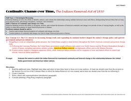 Continuity/Change Over Time, the Indian Removal Act of 1830