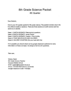 8Th Grade Science Packet 4Th Quarter
