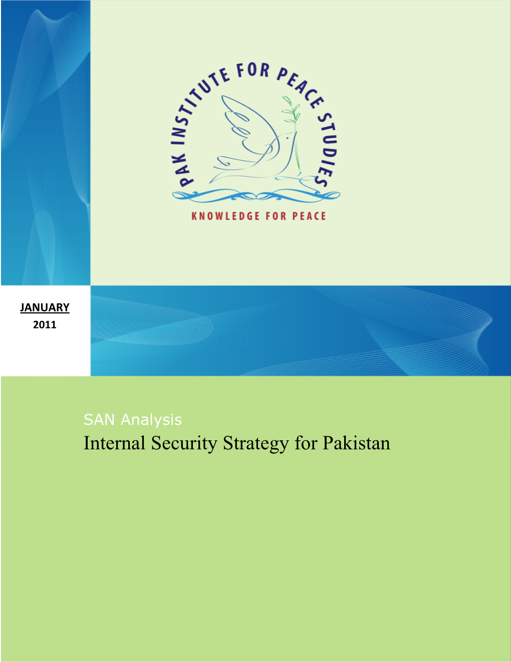 Internal Security Strategy for Pakistan