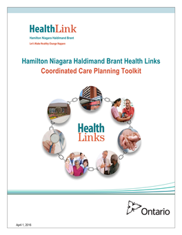 Hamilton Niagara Haldimand Brant Health Links Coordinated Care Planning Toolkit