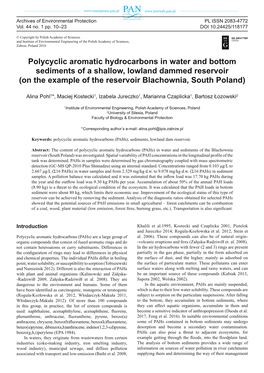Polycyclic Aromatic Hydrocarbons in Water and Bottom Sediments of a Shallow, Lowland Dammed Reservoir (On the Example of the Reservoir Blachownia, South Poland)