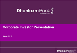 Corporate Investor Presentation