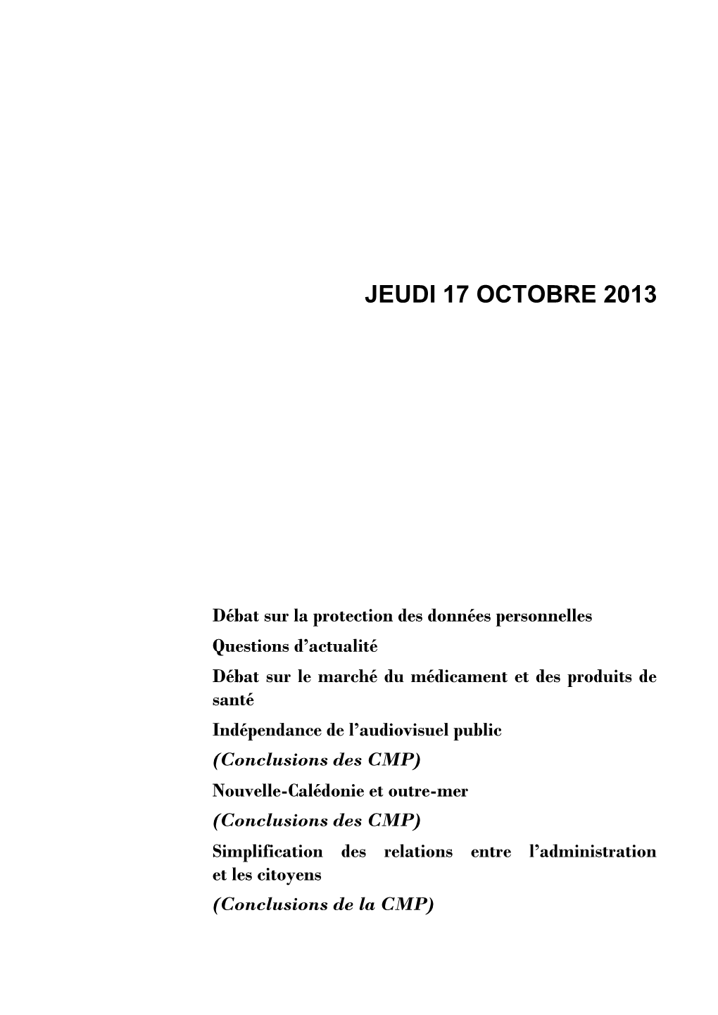 Jeudi 17 Octobre 2013