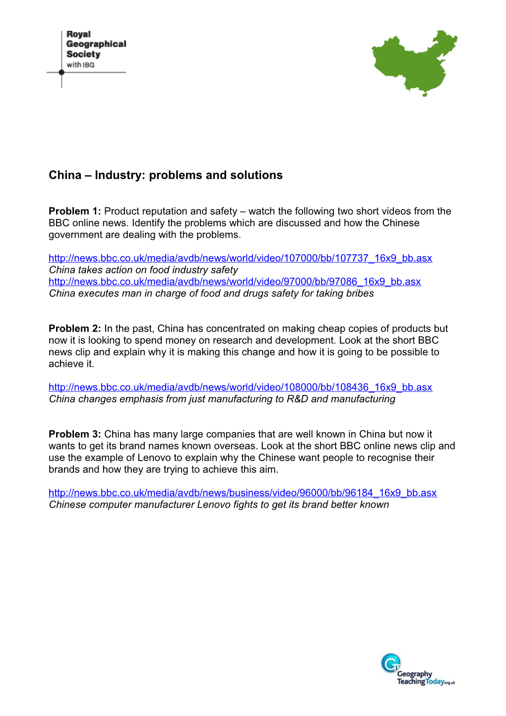 China Industry: Problems and Solutions