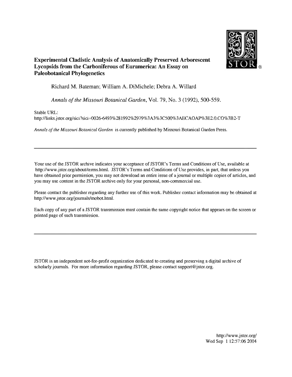 An Essay on STOR Paleobotanical Phylogenetics