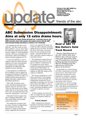 Friends of the Abc ABC Submission Disappointment