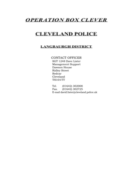 Operation Box Clever Cleveland Police