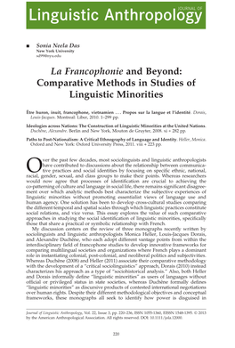 La Francophonie and Beyond: Comparative Methods in Studies of Linguistic Minorities