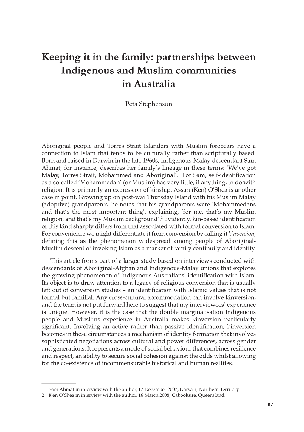 Partnerships Between Indigenous and Muslim Communities in Australia