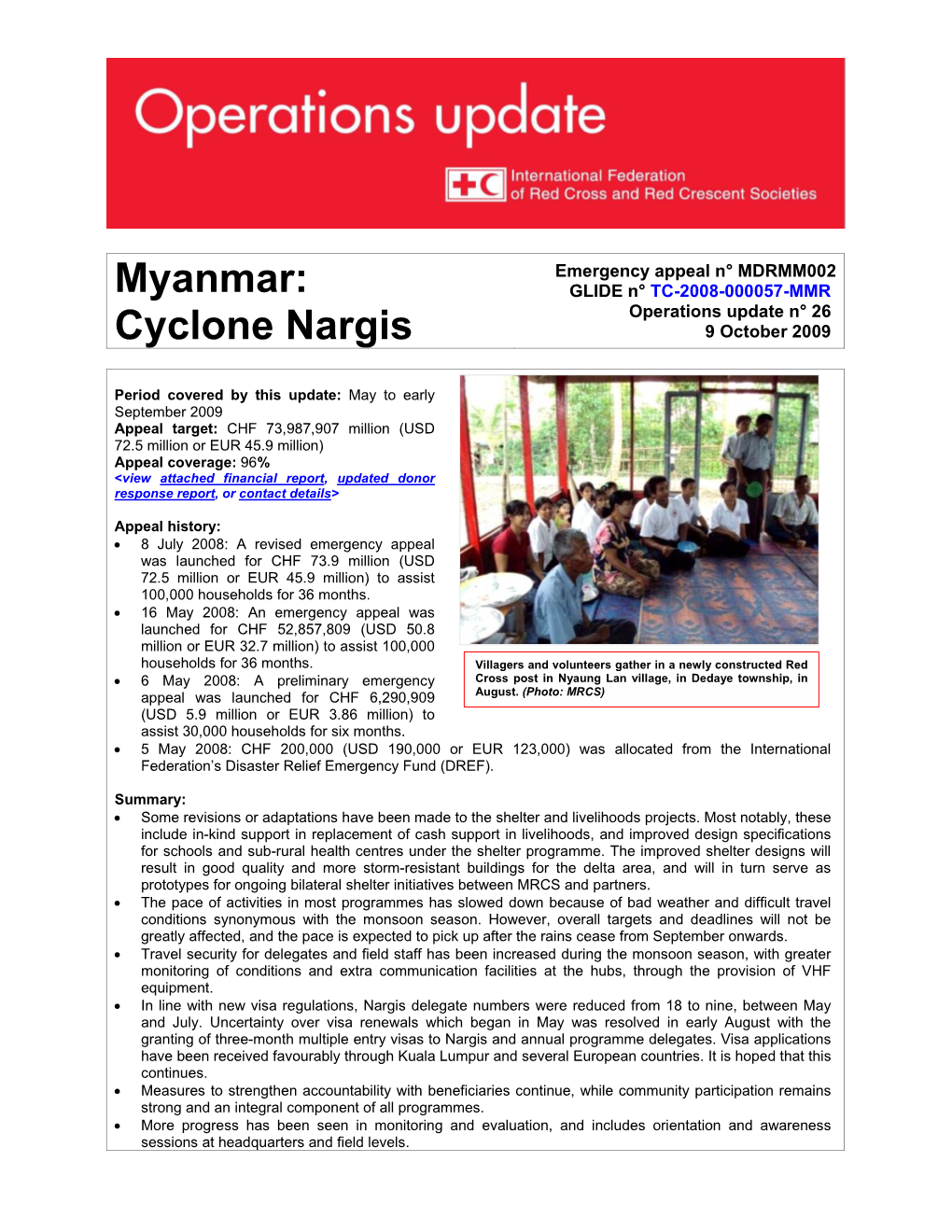 Cyclone Nargis 9 October 2009