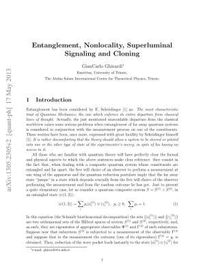 Entanglement, Nonlocality, Superluminal Signaling and Cloning