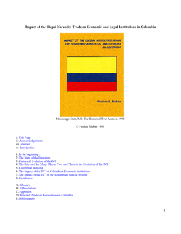 Impact of the Illegal Narcotics Trade on Economic and Legal Institutions in Colombia