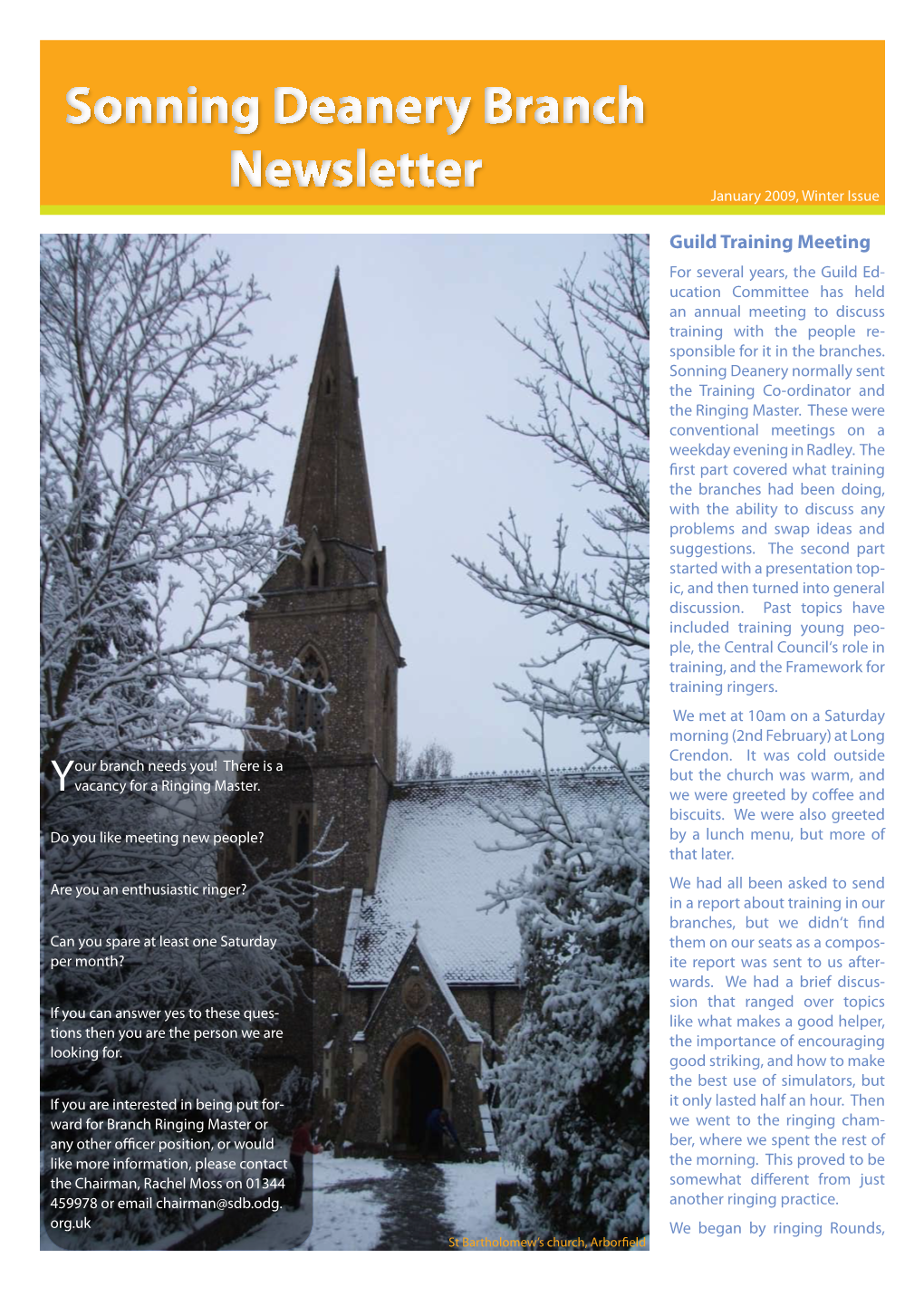 Sonning Deanery Branch Newsletter Sonning Deanery Branch Newsletter