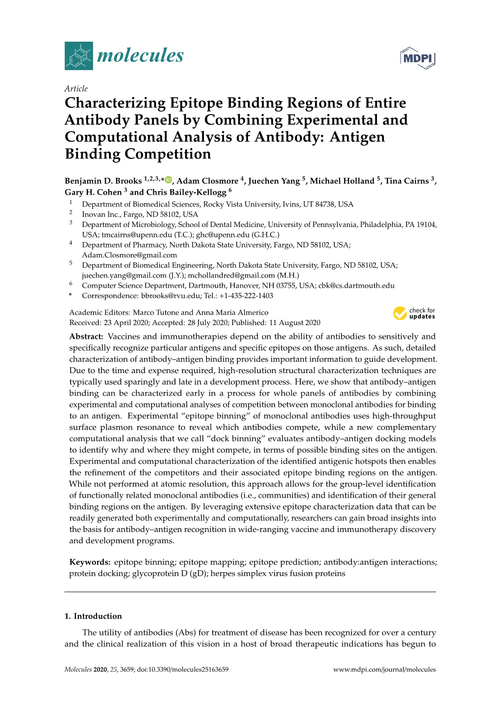 Characterizing Epitope Binding Regions of Entire Antibody Panels by Combining Experimental and Computational Analysis of Antibody: Antigen Binding Competition