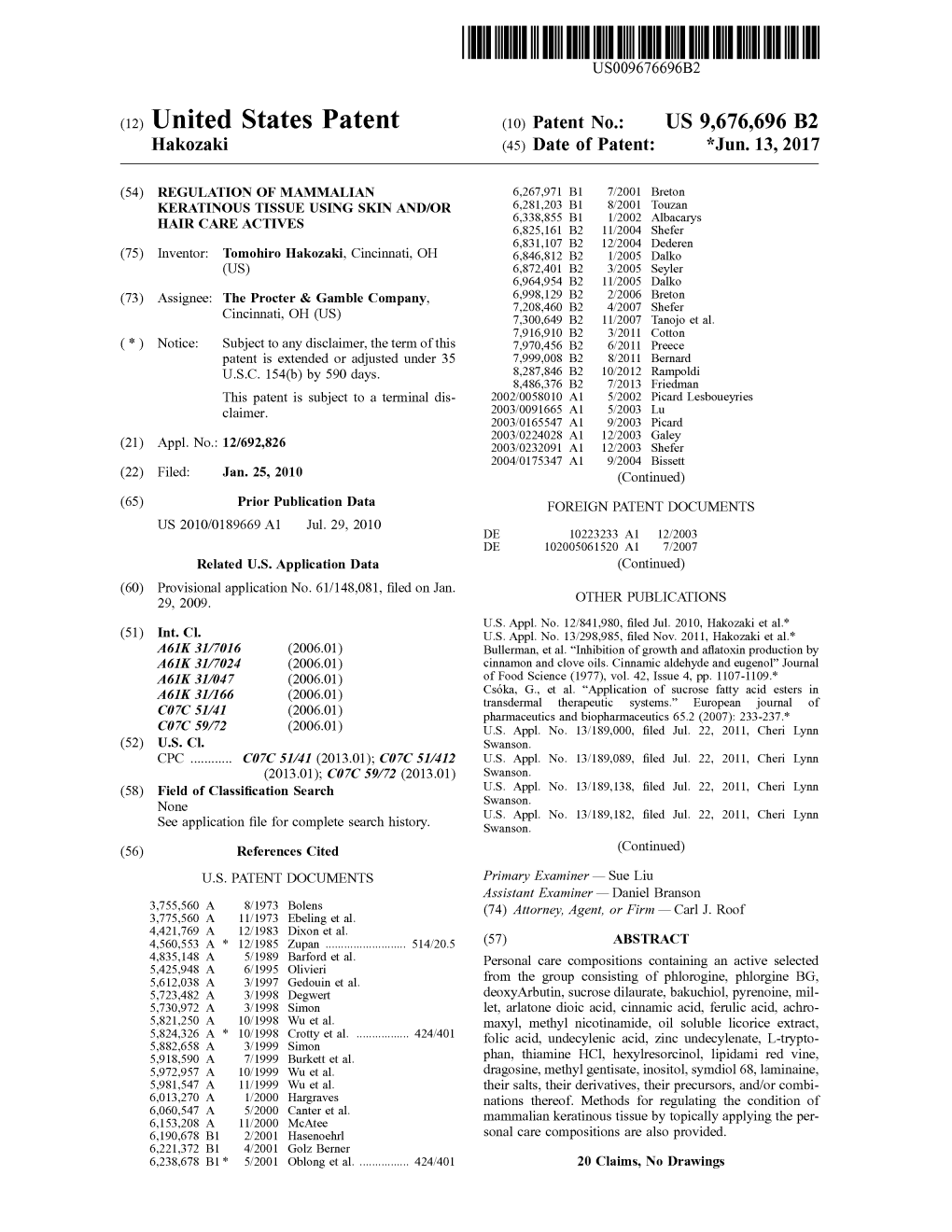 (12) United States Patent (10) Patent No.: US 9,676,696 B2 Hakozaki (45) Date of Patent: *Jun