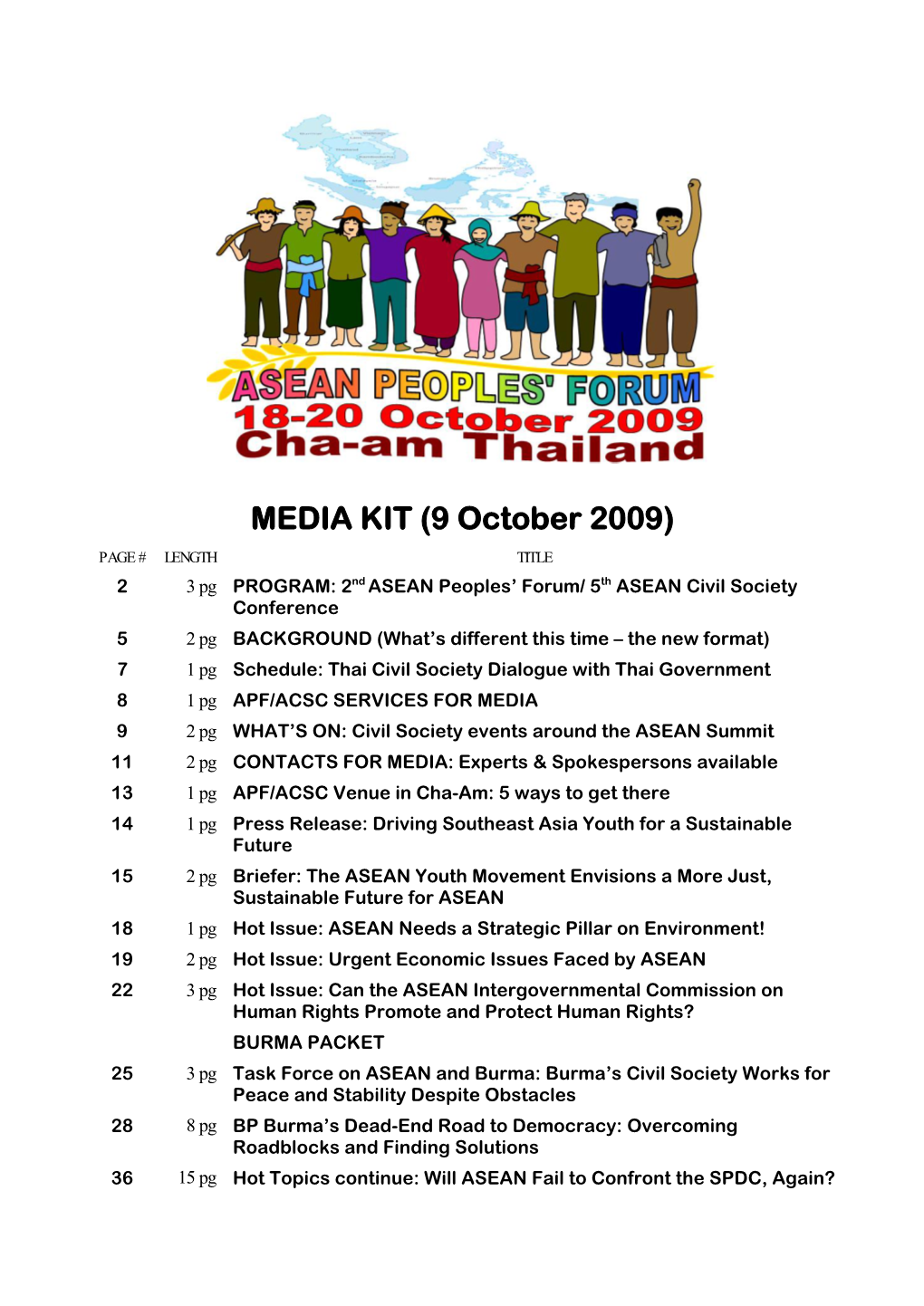 MEDIA KIT (9 October 2009)